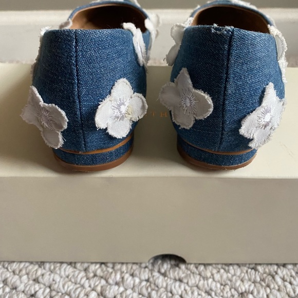 Anthropologie Blue Denim Floral Appliqué Ballet Flat Size 7.5 - Picture 4 of 8